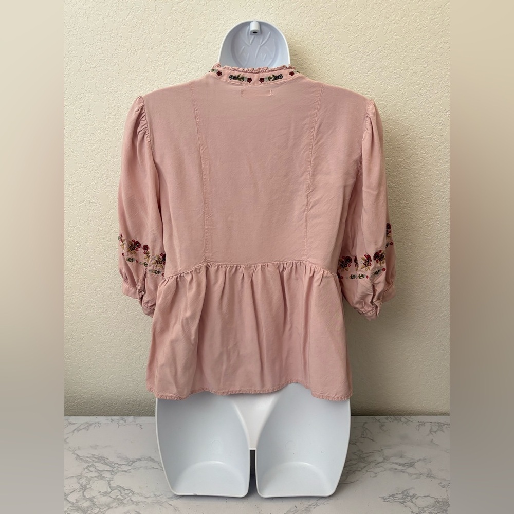 Exit Urban And Vintage Womens Blouse Floral 3/4 Sleeve Sz M Pink Embroidered​​ - Picture 3 of 5